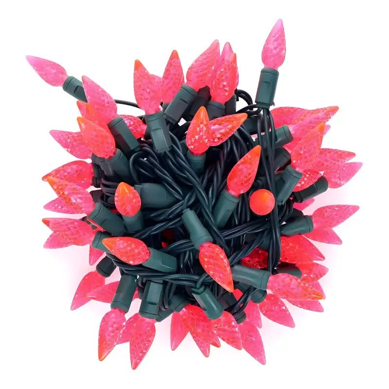 Shop For 100 C6 Pink LED Christmas Lights, 4" Spacing