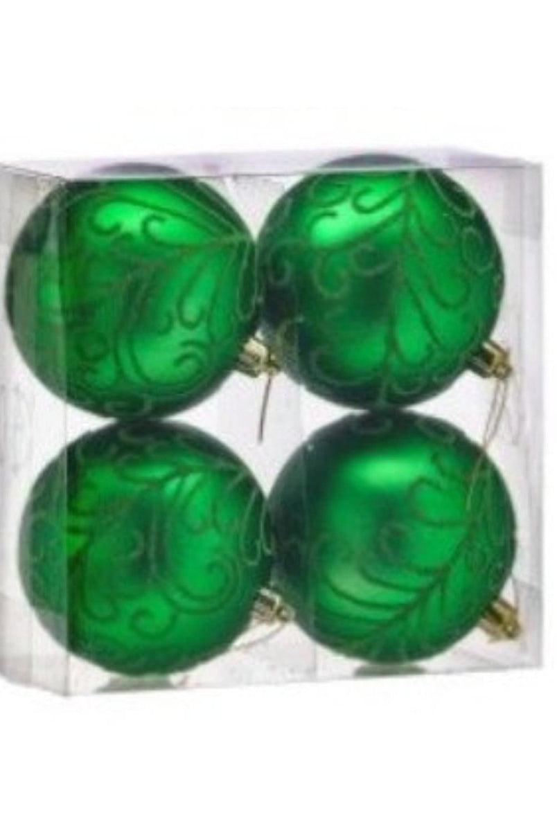 Shop For 100MM Beaded Scroll Glitter Ornament Ball: Green (Box of 4)