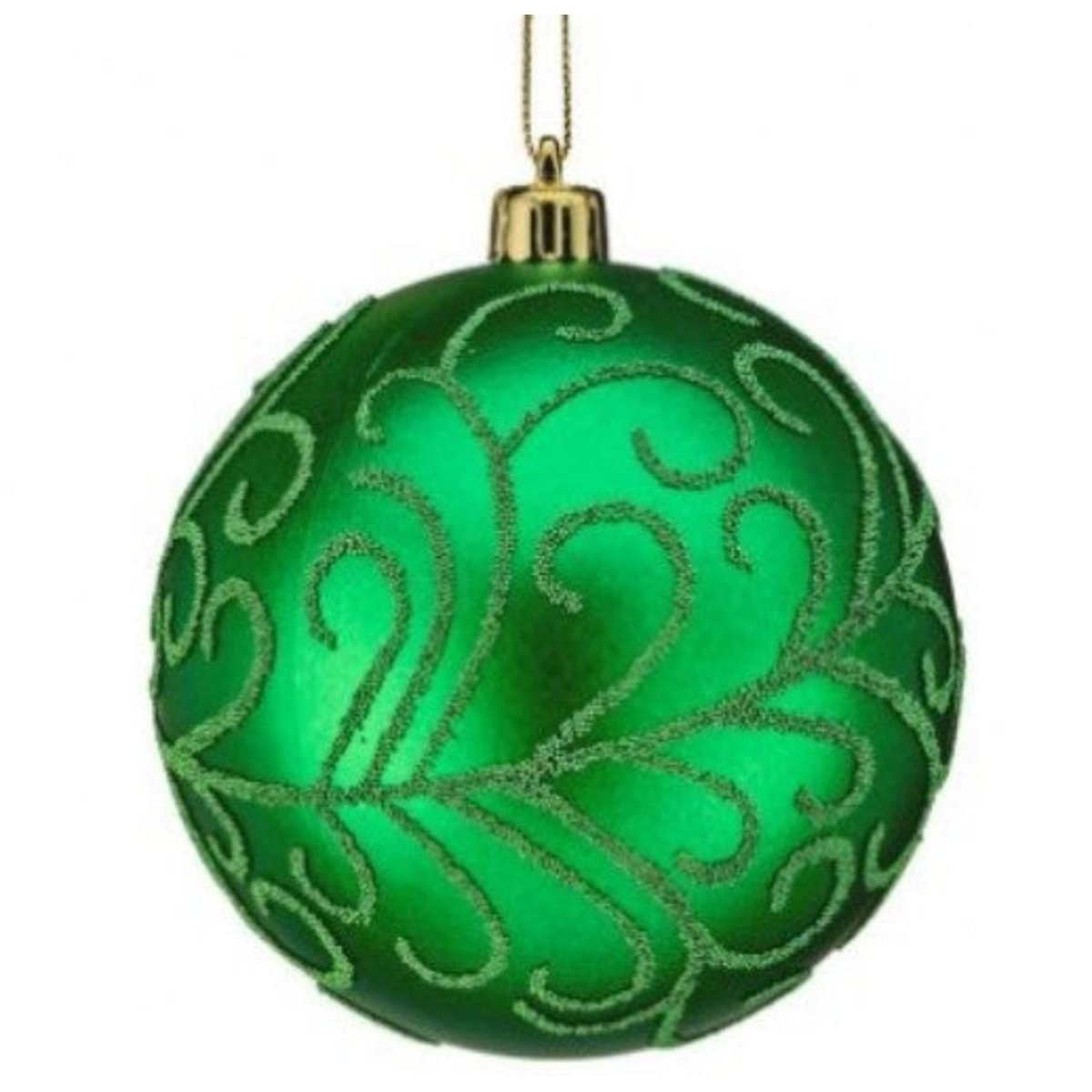 Shop For 100MM Beaded Scroll Glitter Ornament Ball: Green (Box of 4)