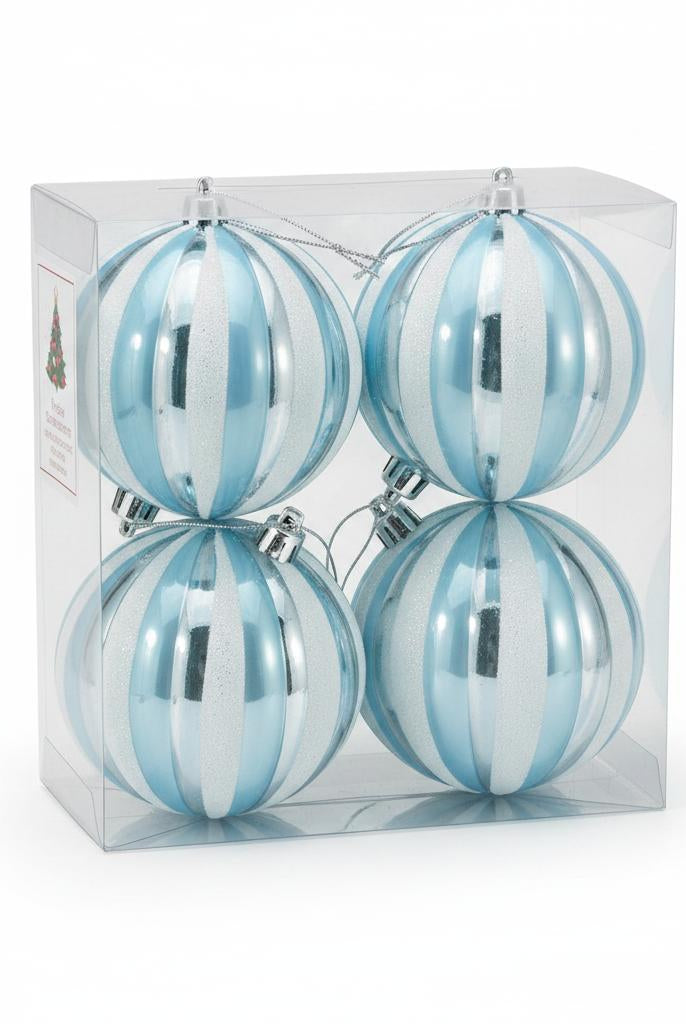 Shop For 100MM Candy Stripe Ornament Ball: Blue/White (Box of 4)