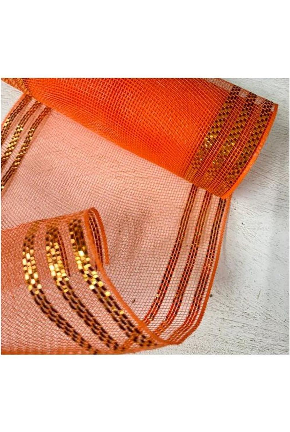 10.25" Border Stripe Mesh Ribbon: Orange (10 Yards)