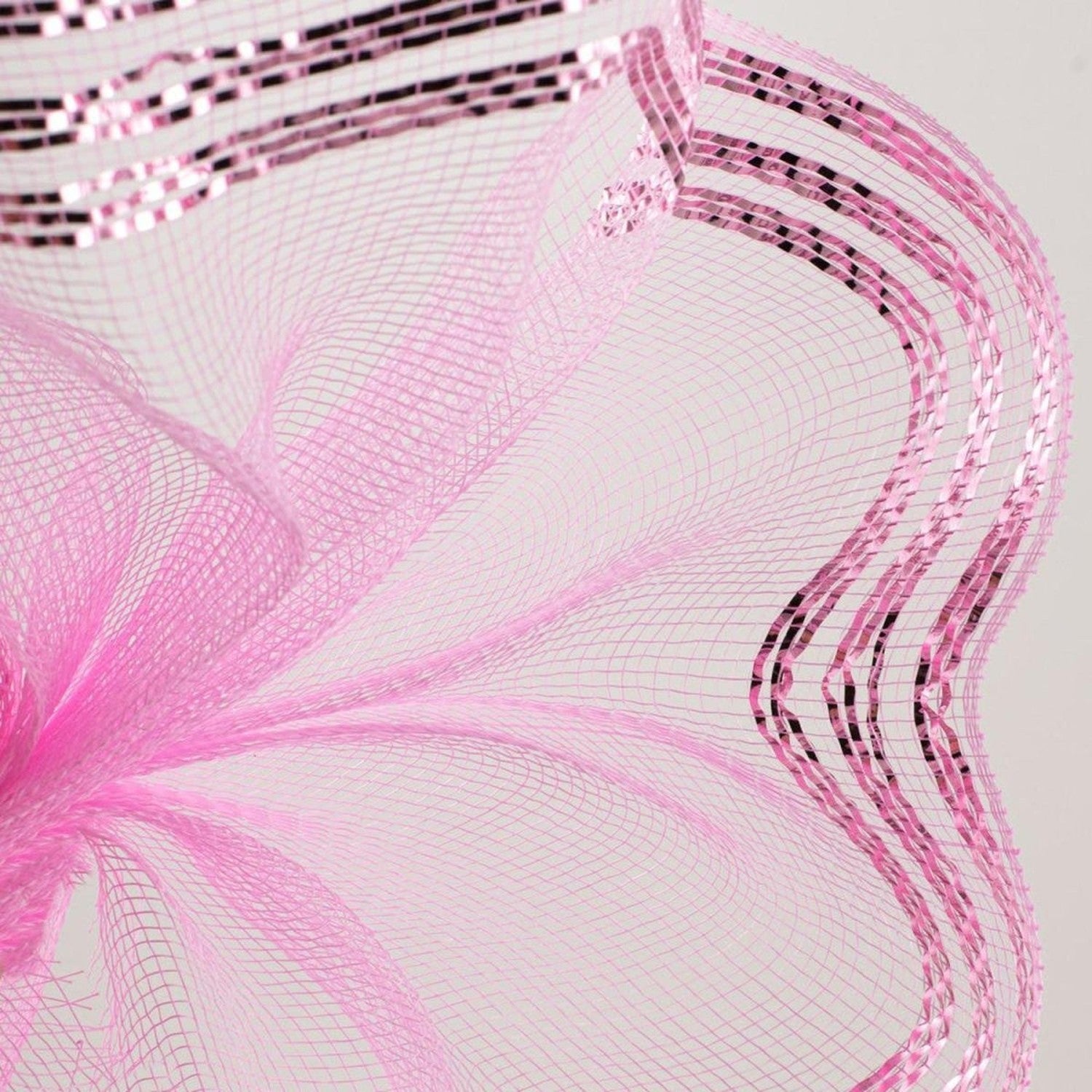 Shop For 10.25" Border Stripe Metallic Mesh Ribbon: Pink (10 Yards)