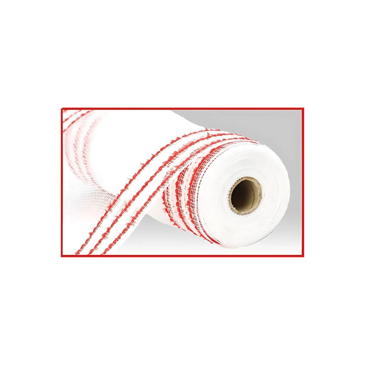 Shop For 10.25" Drift Border Mesh Ribbon: White/Red (10 Yards)