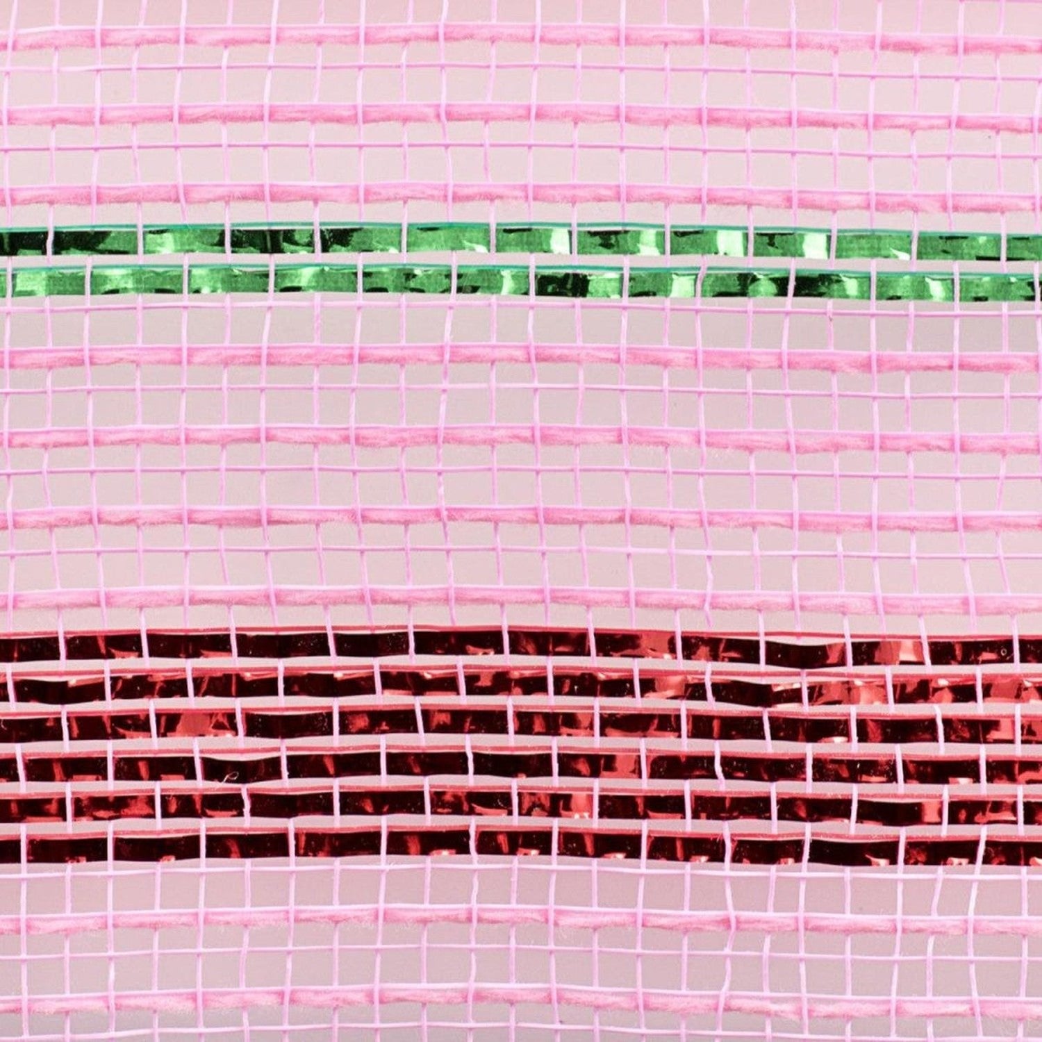 Shop For 10.25" Poly Faux Jute Metallic Mesh Ribbon: Lt Pink/Red/Emerald (10 Yards)