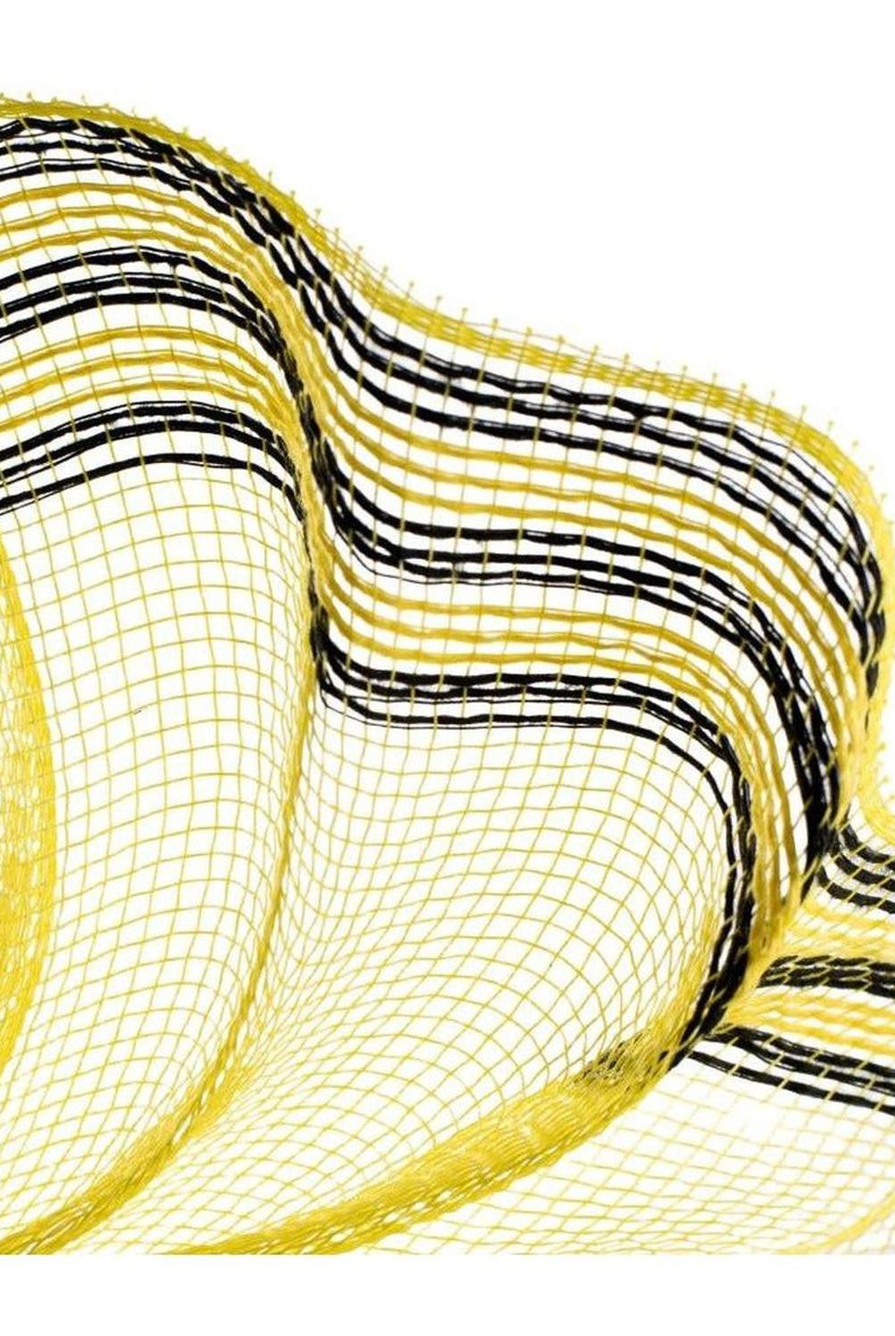 10.5" Border Stripe Metallic Mesh Ribbon: Yellow/Black (10 Yards)