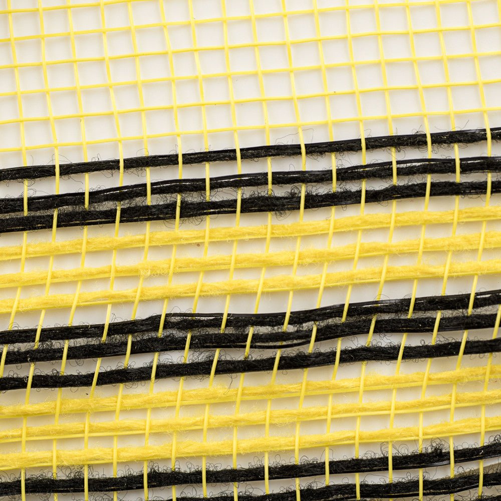 Shop For 10.5" Border Stripe Metallic Mesh Ribbon: Yellow/Black (10 Yards) at Michelle's aDOORable Creations