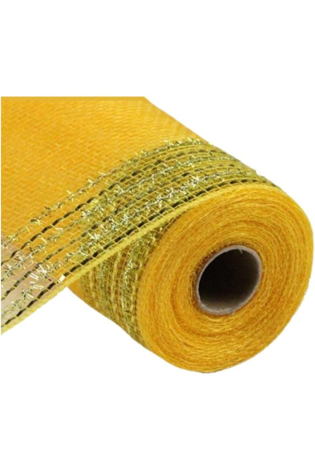10.5" Border Stripe Tinsel Mesh Ribbon: Gold (10 Yards)