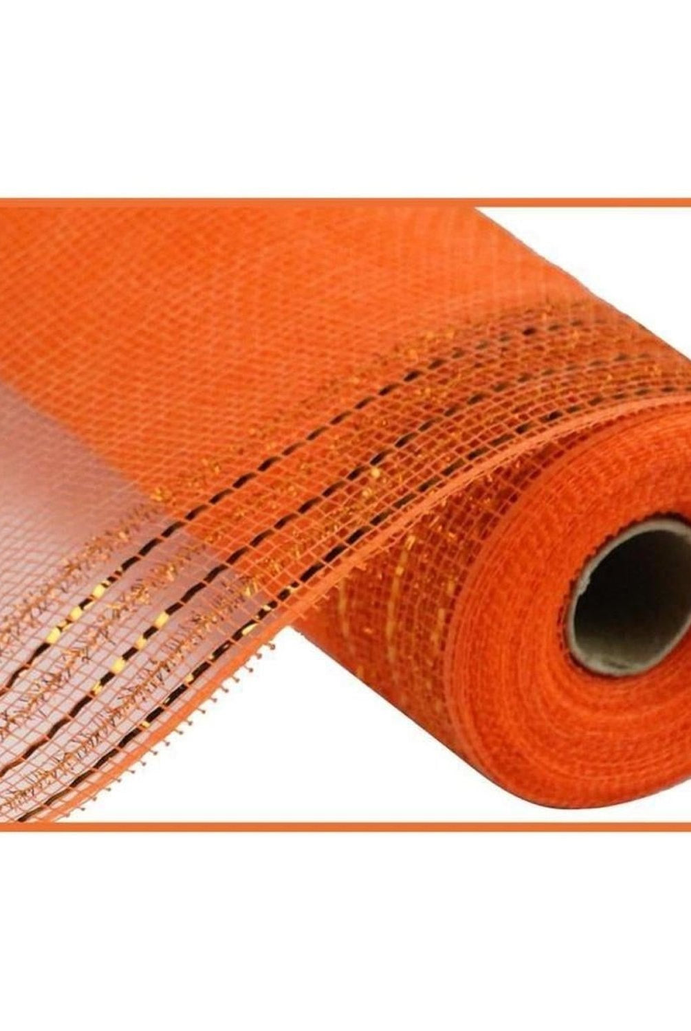 Shop For 10.5" Border Stripe Tinsel Mesh Ribbon: Orange (10 Yards)
