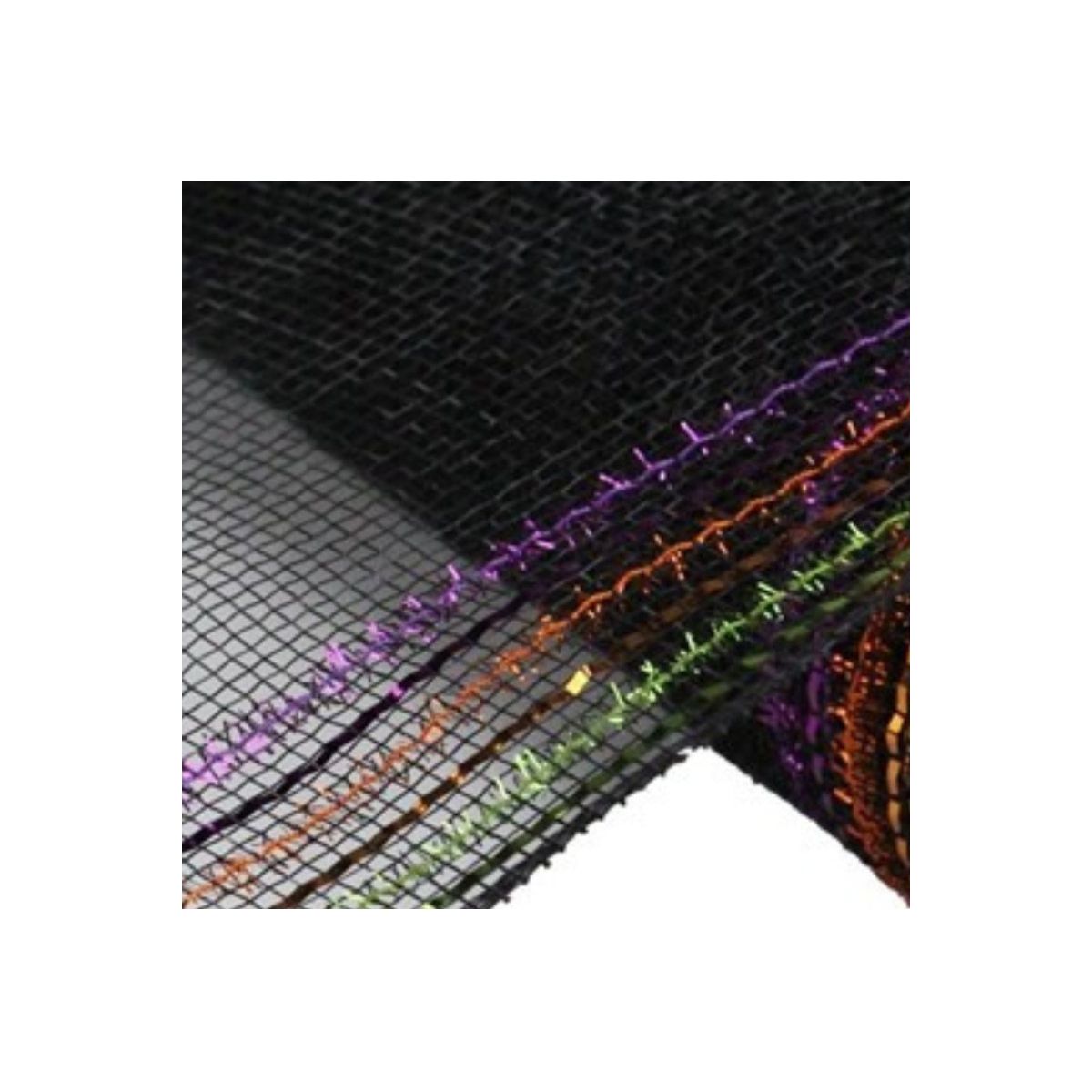 Shop For 10.5" Border Stripe Tinsel Mesh Ribbon: Orange/Purple/Lime (10 Yards)