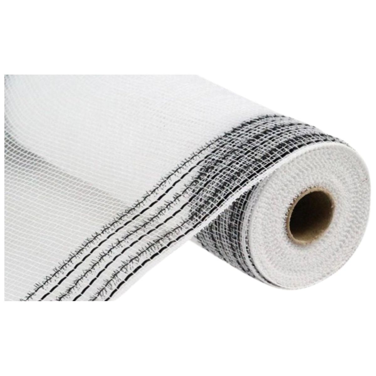 Shop For 10.5" Border Stripe Tinsel Mesh Ribbon: White/Black (10 Yards)