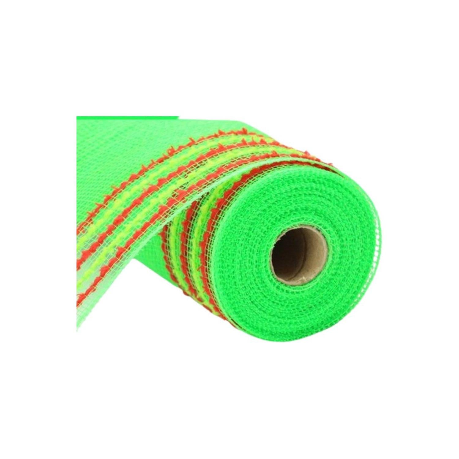 Shop For 10.5" Drift Border Mesh Ribbon: Lime Green/Red (10 Yards)
