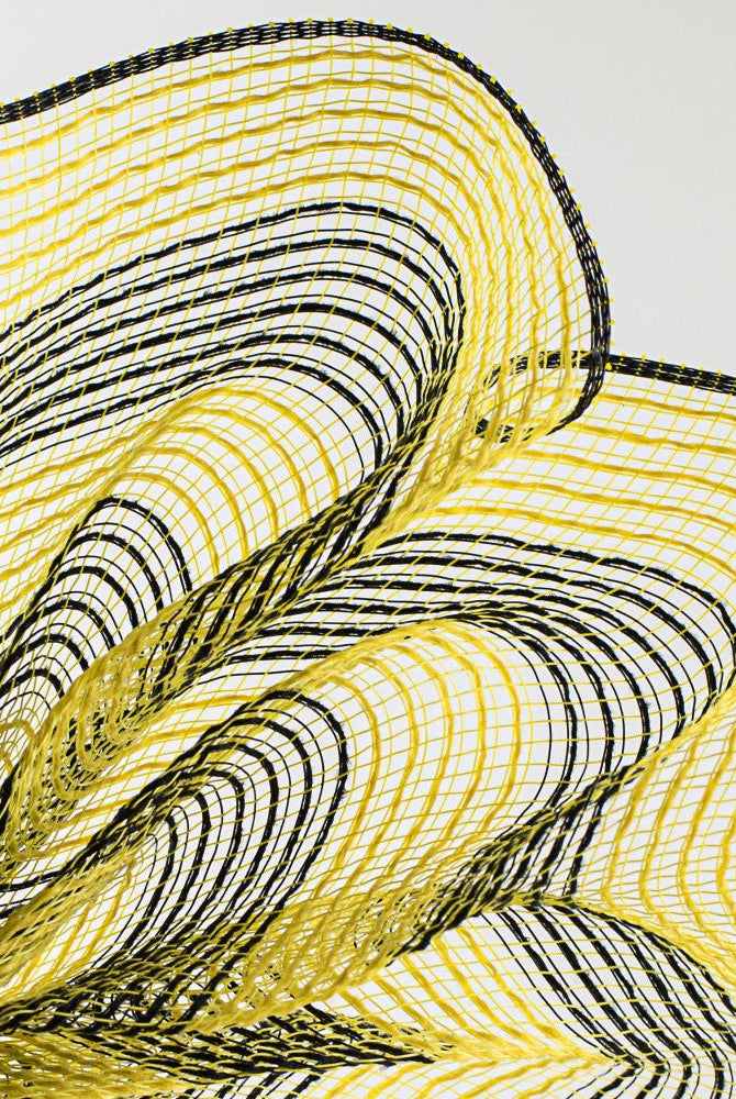 Shop For 10.5" Faux Jute Striped Mesh Ribbon: Yellow & Black (10 Yards)