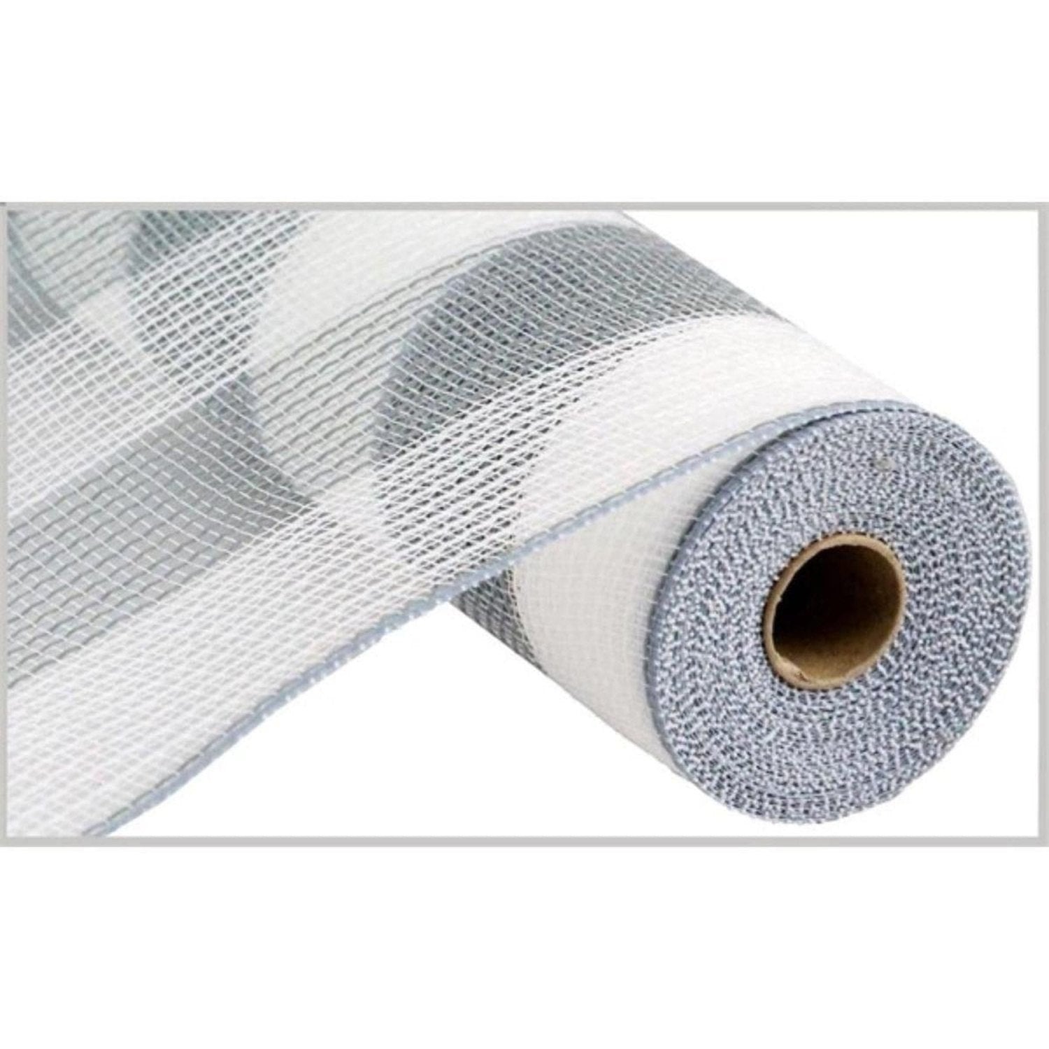 Shop For 10.5" Faux Jute Wide Stripe Mesh Ribbon: White & Grey (10 Yards)