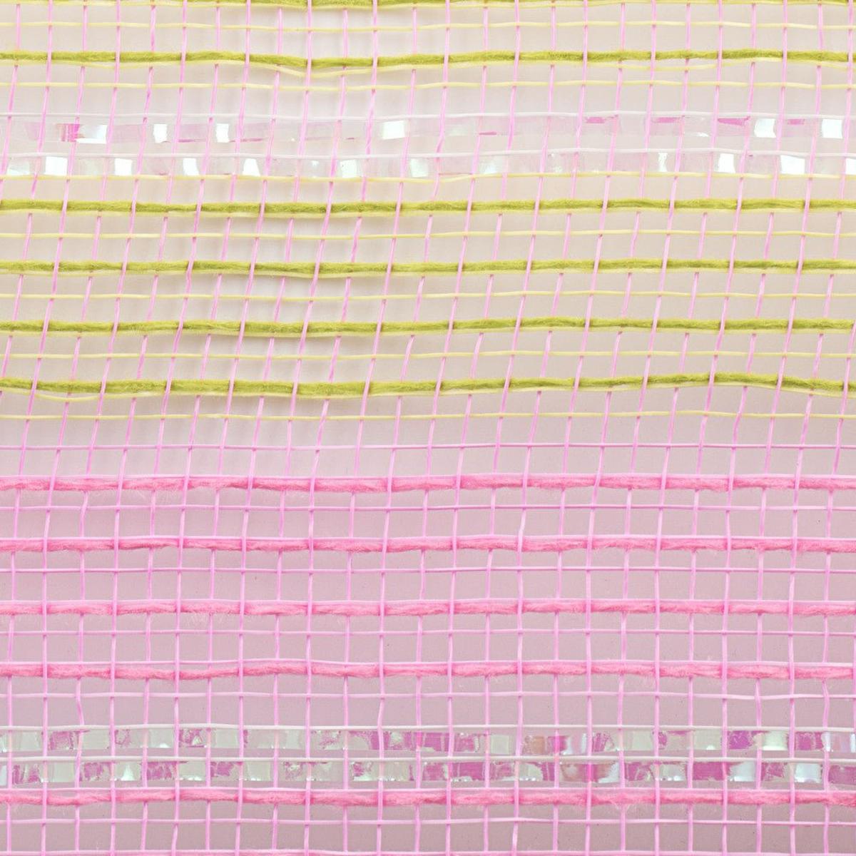 Shop For 10.5" Jute Iridescent Stripe Mesh Ribbon: Light Pink (10 Yards) at Michelle's aDOORable Creations