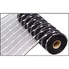 Shop For 10.5" Metallic Cotton Ball Mesh Ribbon: Black/White (10 Yards) at Michelle's aDOORable Creations