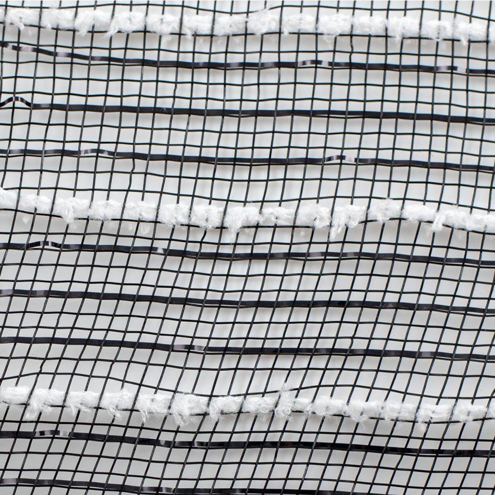 Shop For 10.5" Metallic Cotton Ball Mesh Ribbon: Black/White (10 Yards) at Michelle's aDOORable Creations