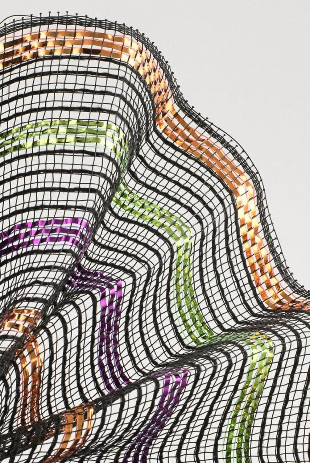 10.5" Metallic Poly Faux Jute Mesh Ribbon: Black/Orange/Purple/Lime (10 Yards)