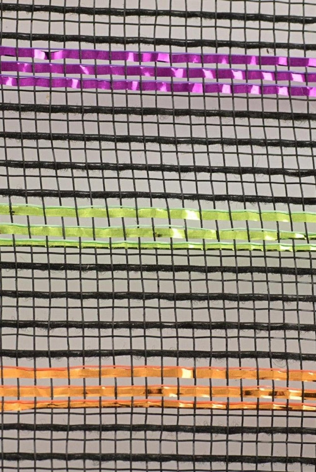 Shop For 10.5" Metallic Poly Faux Jute Mesh Ribbon: Black/Orange/Purple/Lime (10 Yards)