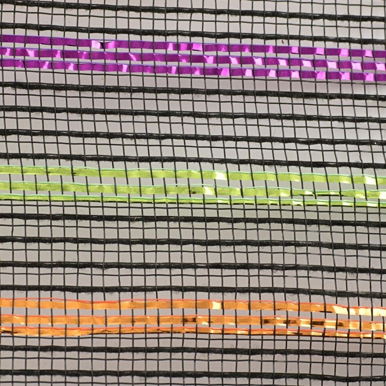 Shop For 10.5" Metallic Poly Faux Jute Mesh Ribbon: Black/Orange/Purple/Lime (10 Yards)