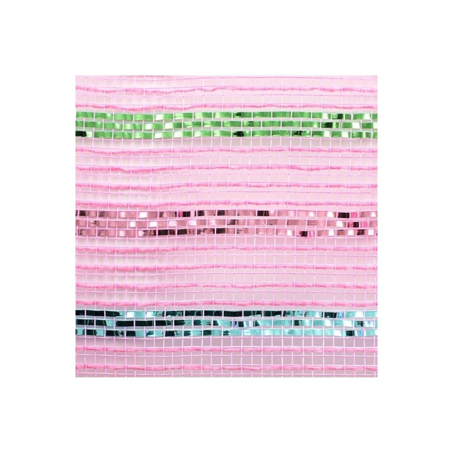Shop For 10.5" Metallic Poly Faux Jute Stripe Mesh Ribbon: Pink (10 Yards)