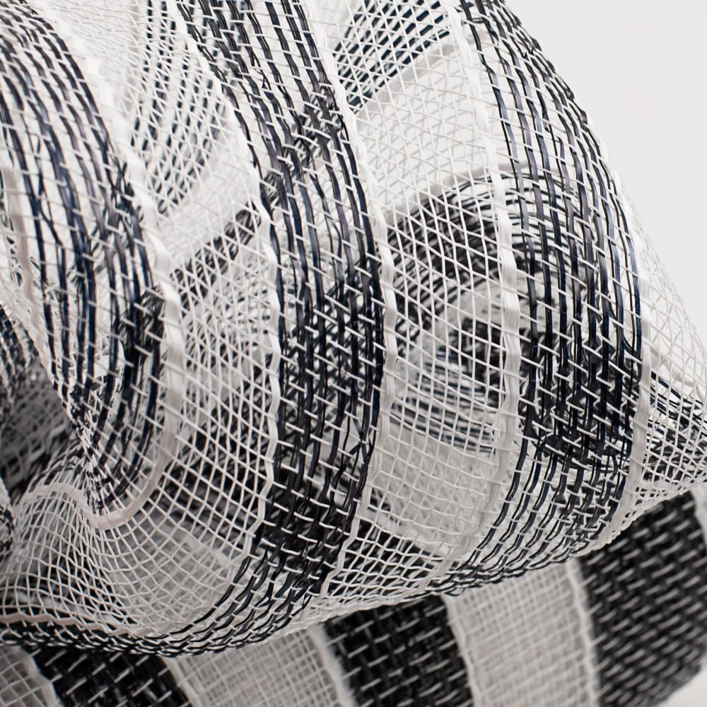 Shop For 10.5" Metallic Stripe Mesh Ribbon: Black/White (10 Yards) at Michelle's aDOORable Creations