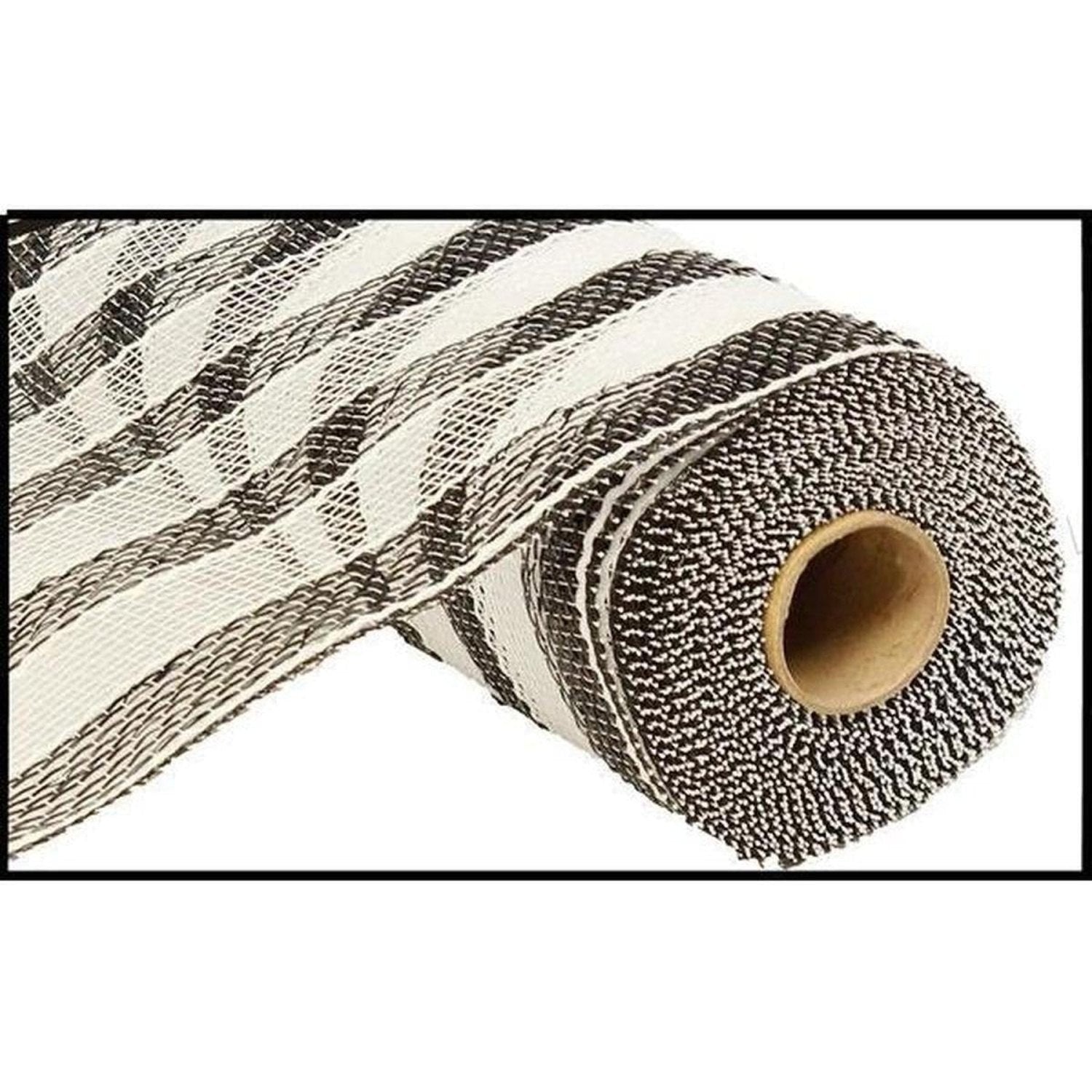 Shop For 10.5" Metallic Stripe Mesh Ribbon: Black/White (10 Yards)