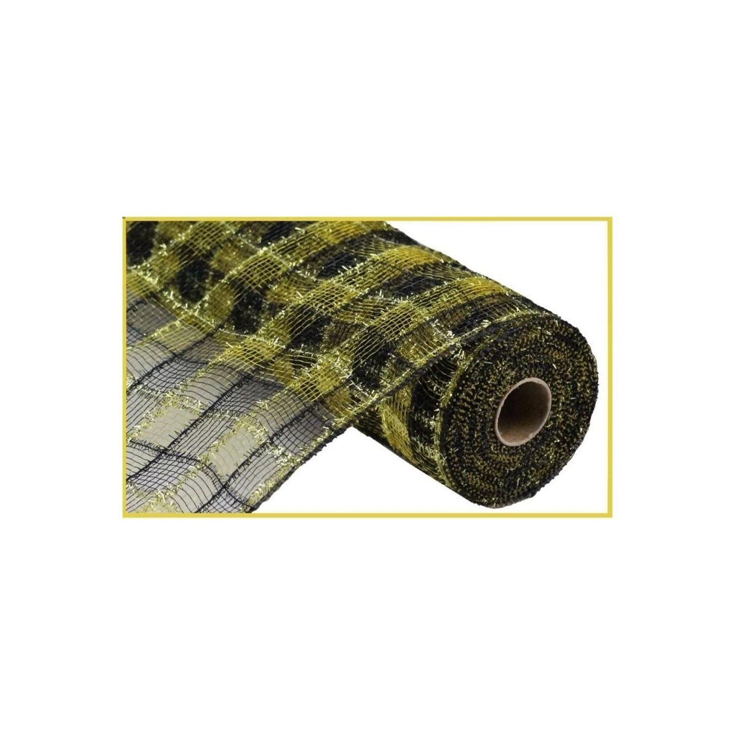 Shop For 10.5" Poly Deco Tinsel Mesh Ribbon: Black & Gold (10 Yards)