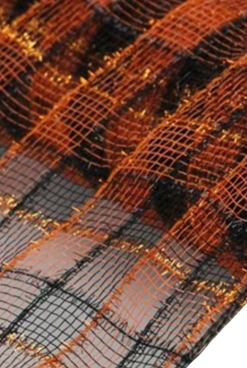 10.5" Poly Deco Tinsel Mesh Ribbon: Orange/Black (10 Yards)