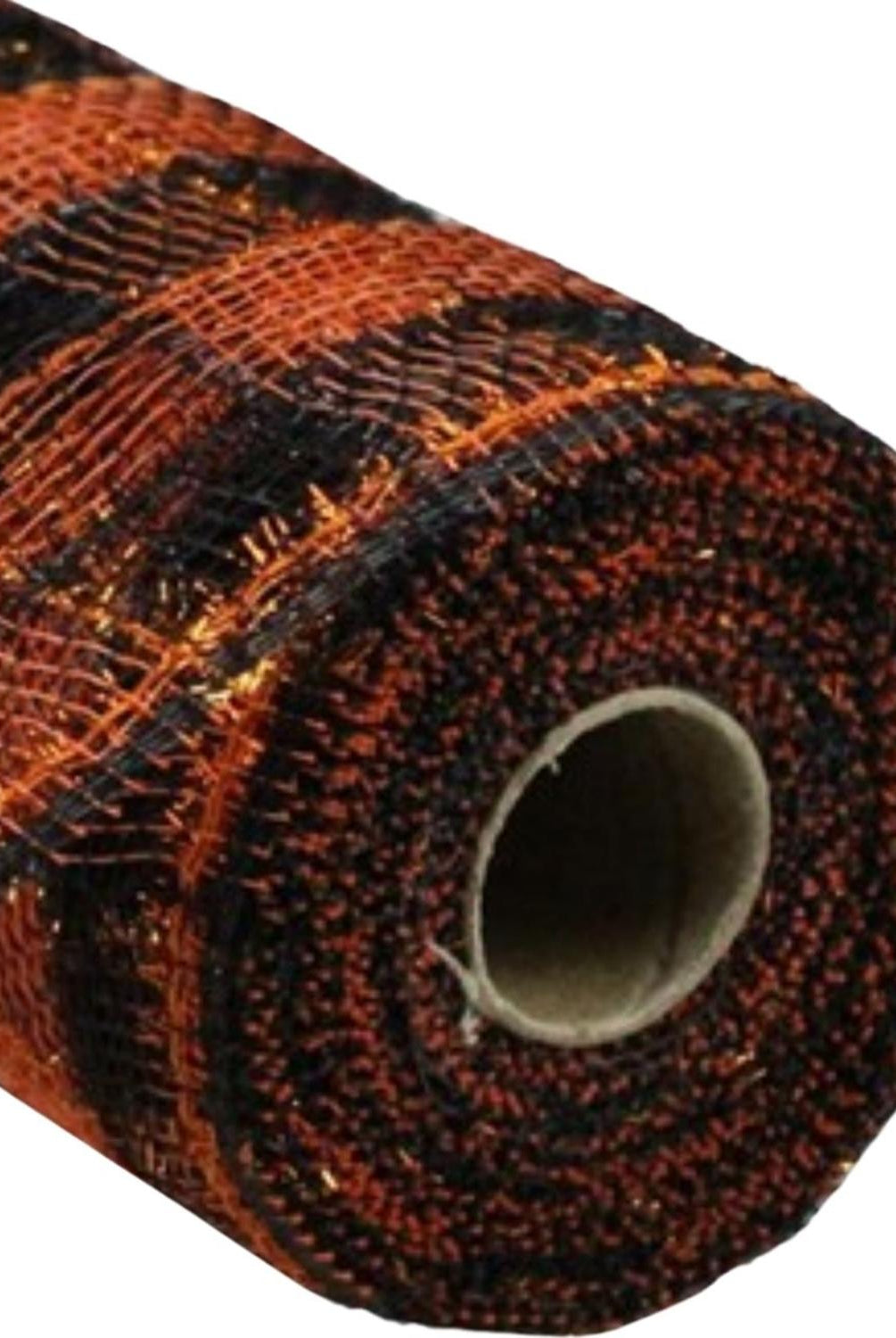 10.5" Poly Deco Tinsel Mesh Ribbon: Orange/Black (10 Yards)