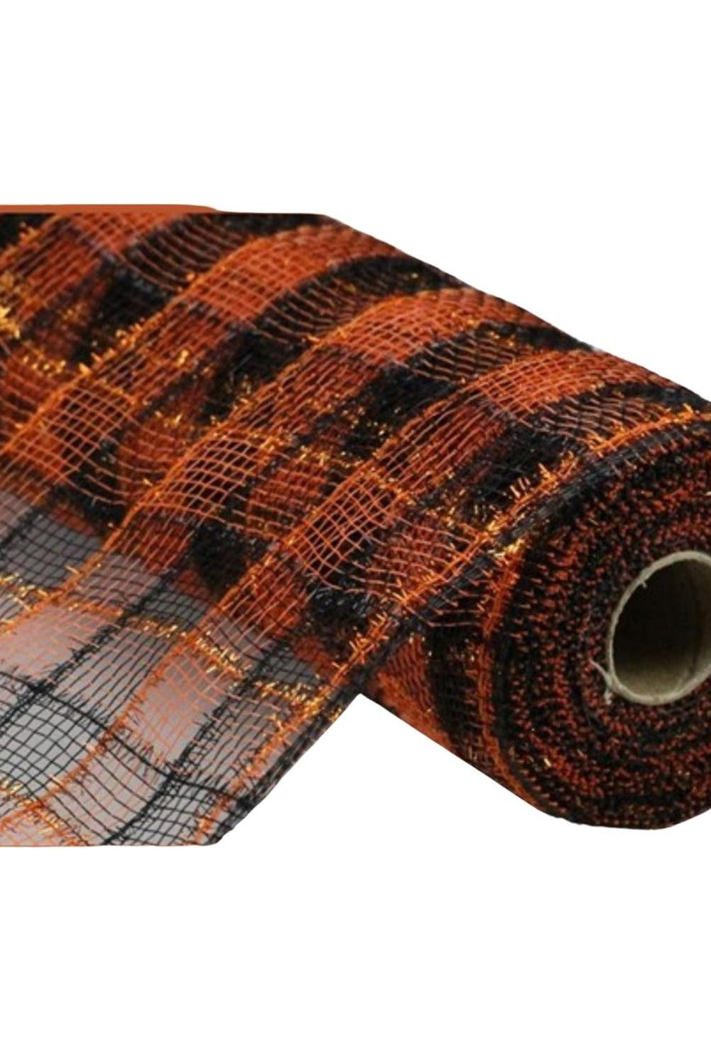 10.5" Poly Deco Tinsel Mesh Ribbon: Orange/Black (10 Yards)