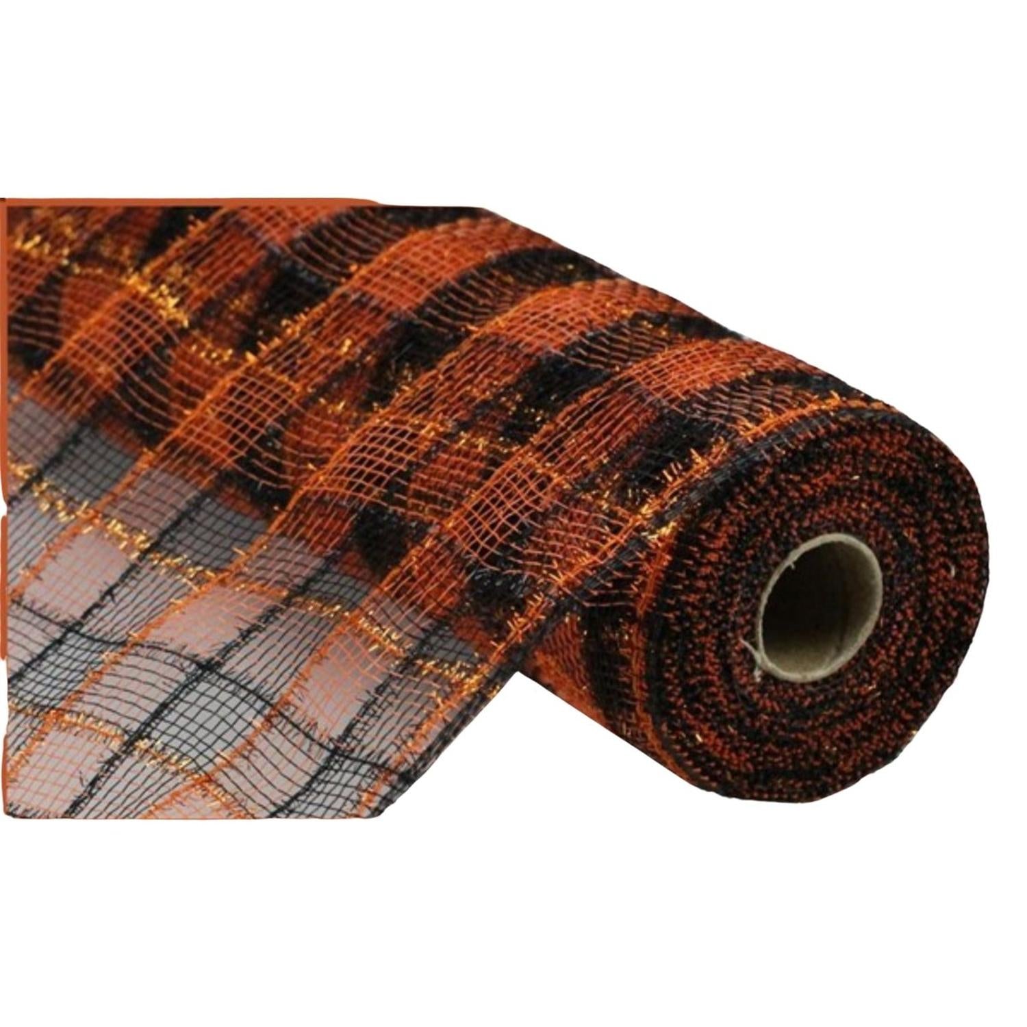 Shop For 10.5" Poly Deco Tinsel Mesh Ribbon: Orange/Black (10 Yards)