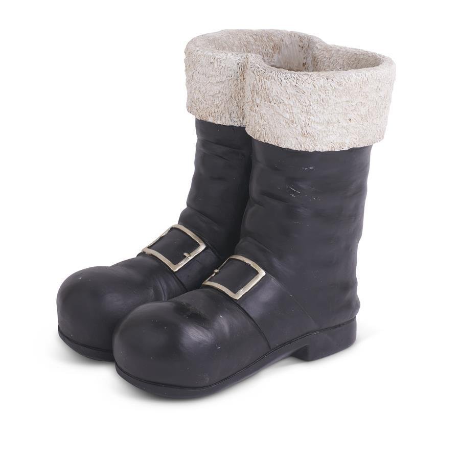 Shop For 10in Black and White Resin Santa Boots Container