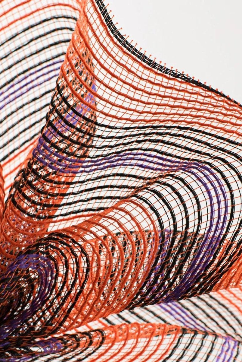 Shop For 10in Bold Stripe Fabric Mesh: Orange, Black, Purple (10 Yards)