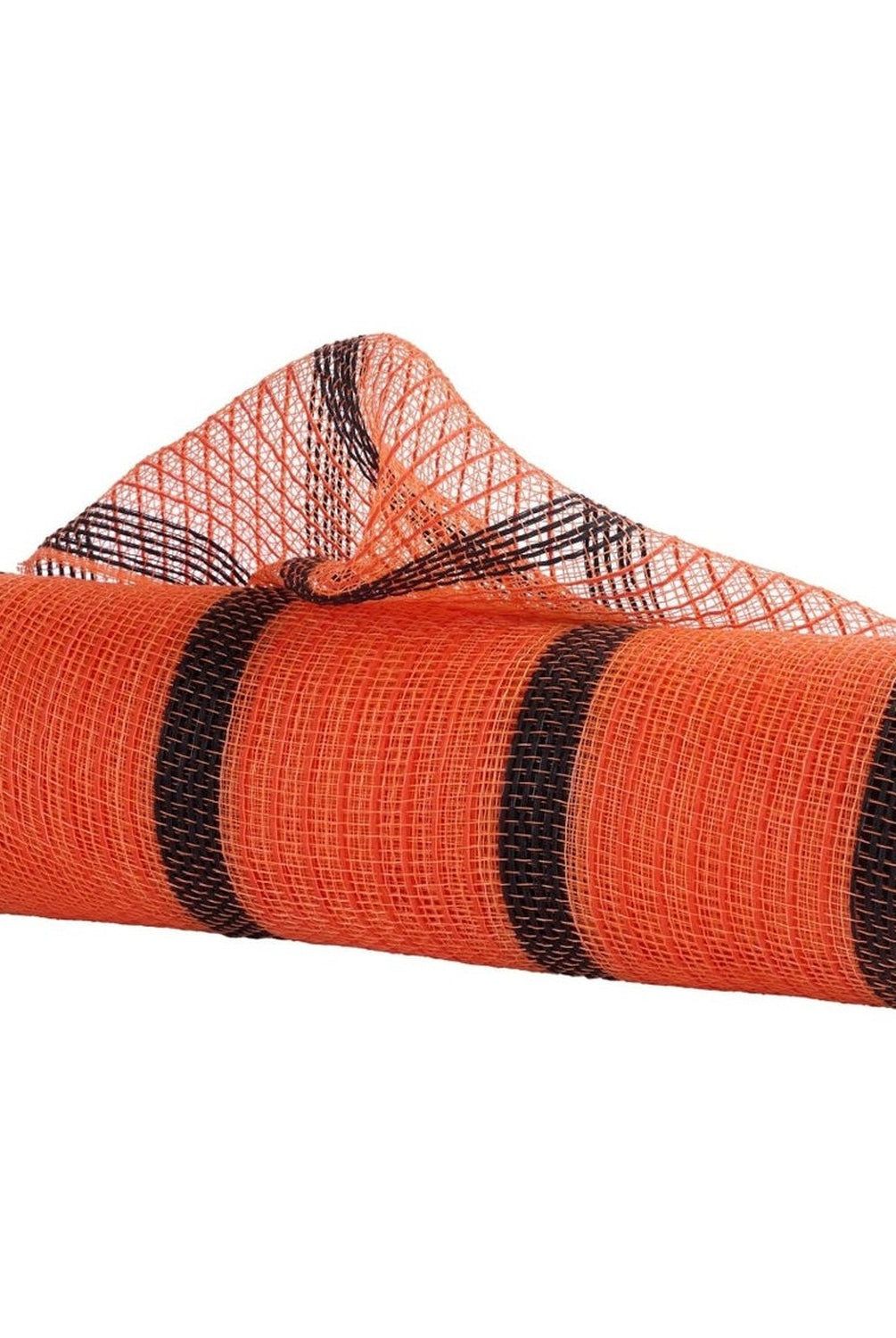 Shop For 10in Faux Jute Striped Mesh: Orange & Black (10 Yards)