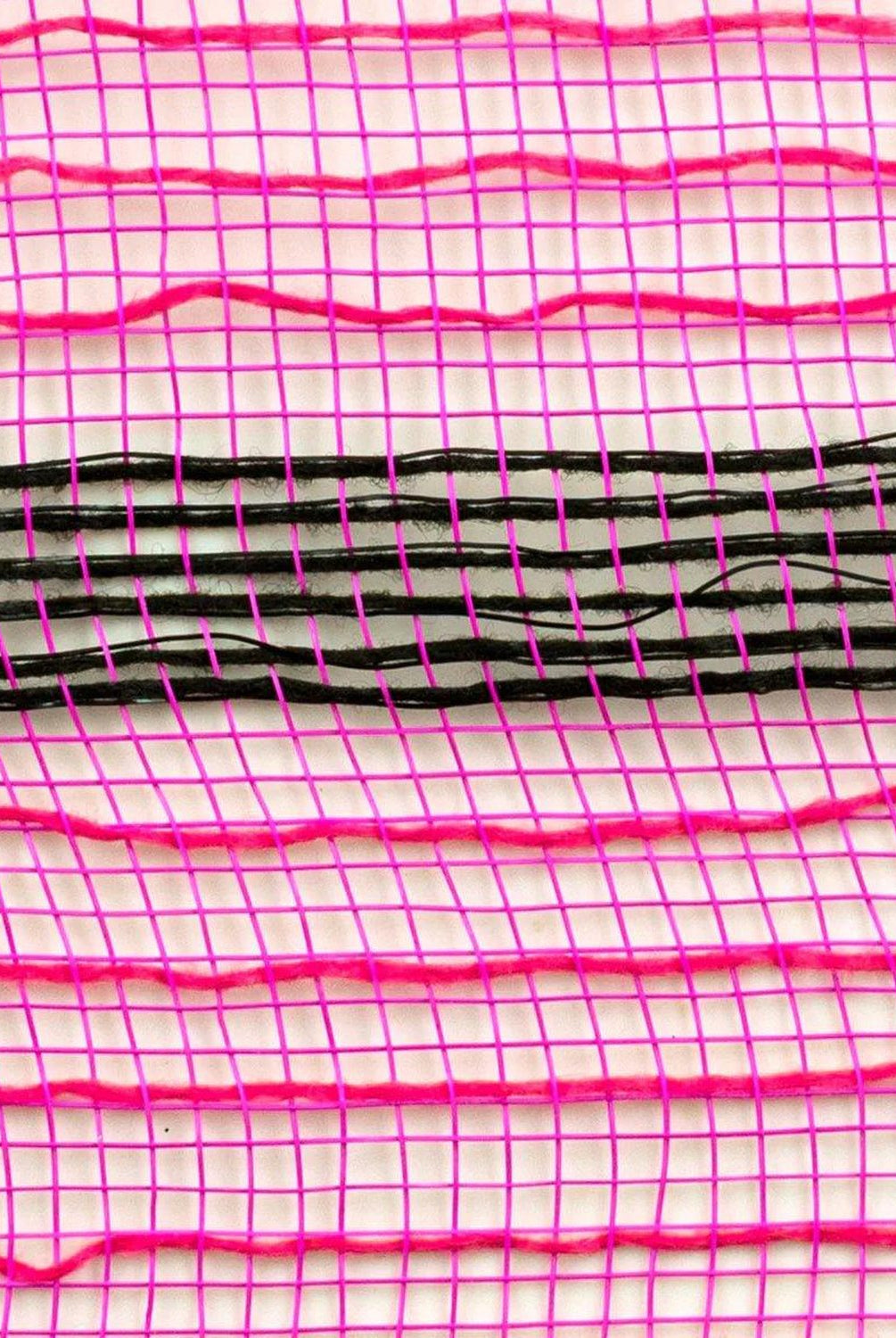 Shop For 10in Faux Jute Striped Mesh: Pink & Black (10 Yards)