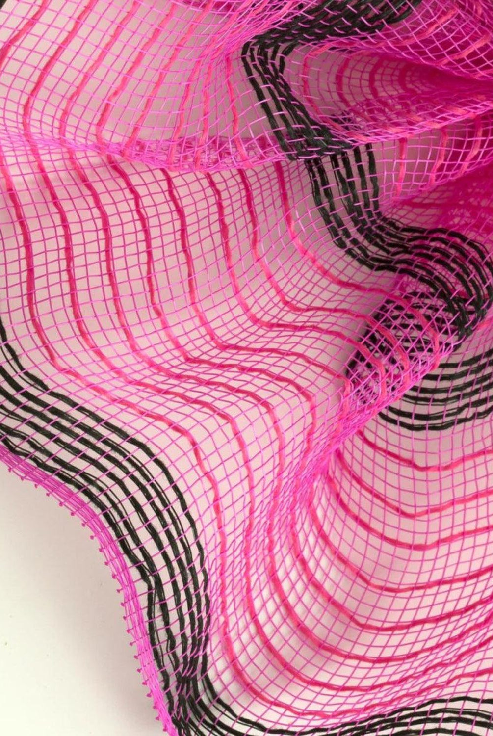 Shop For 10in Faux Jute Striped Mesh: Pink & Black (10 Yards)
