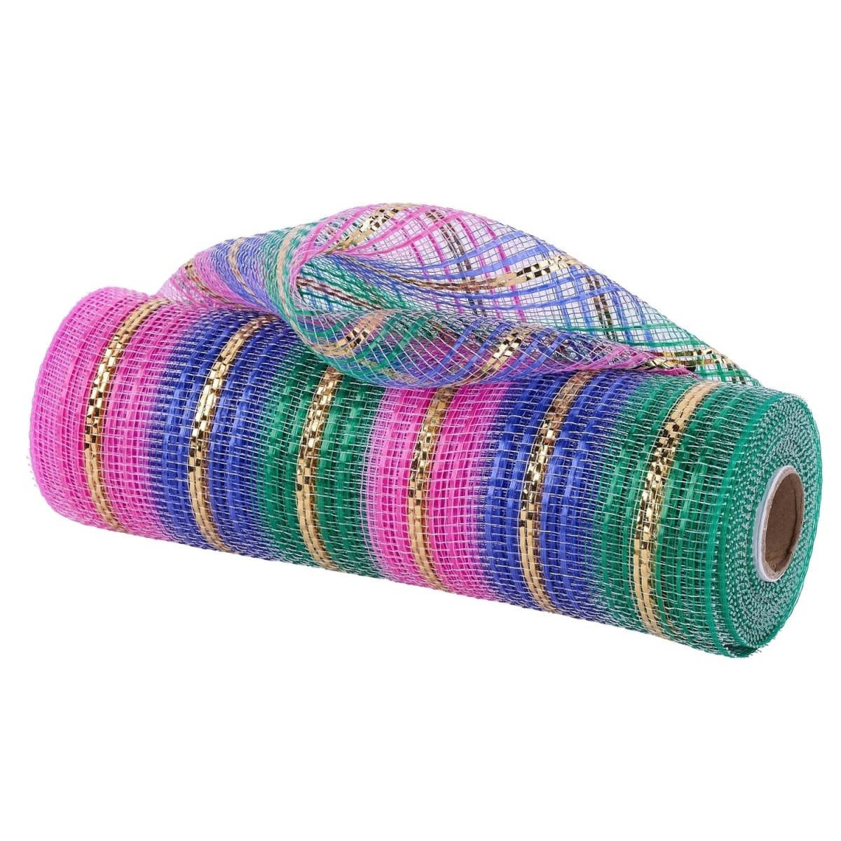 Shop For 10in Vertical Foil Stripe Mesh: Hot Pink/Emerald/Gold (10 Yards)
