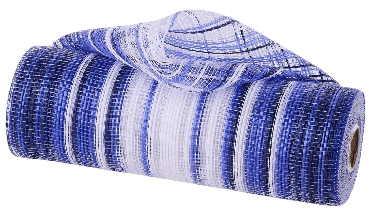 10in Vertical Ombre Stripe Mesh: Navy/Royal Blue/White