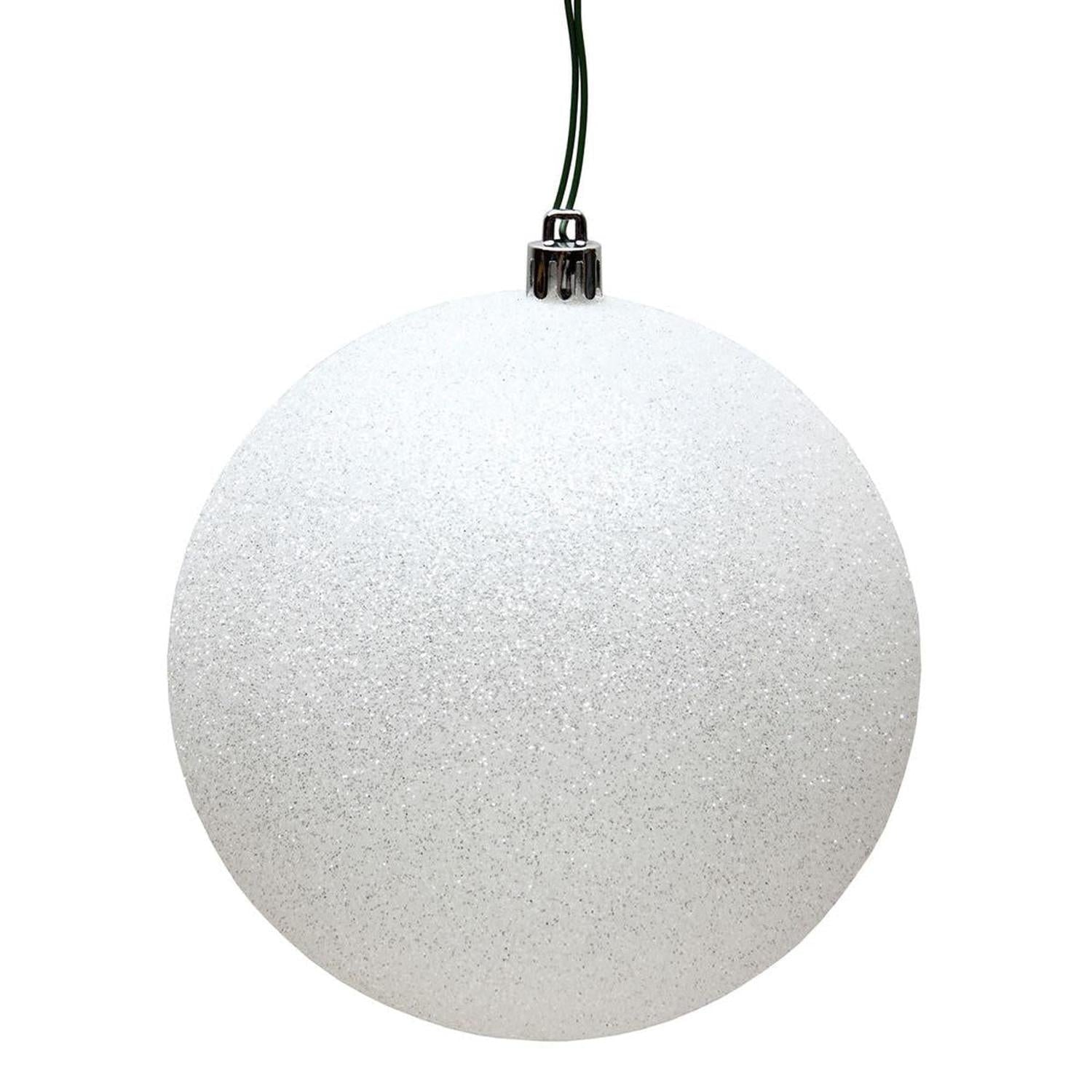 10in White Glitter Ball Ornament
