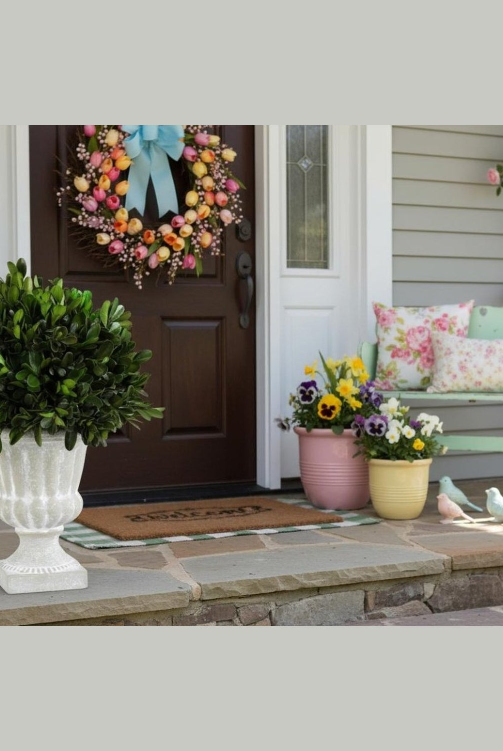 Shop For 11 Inch Round Boxwood in Gray Wash Urn
