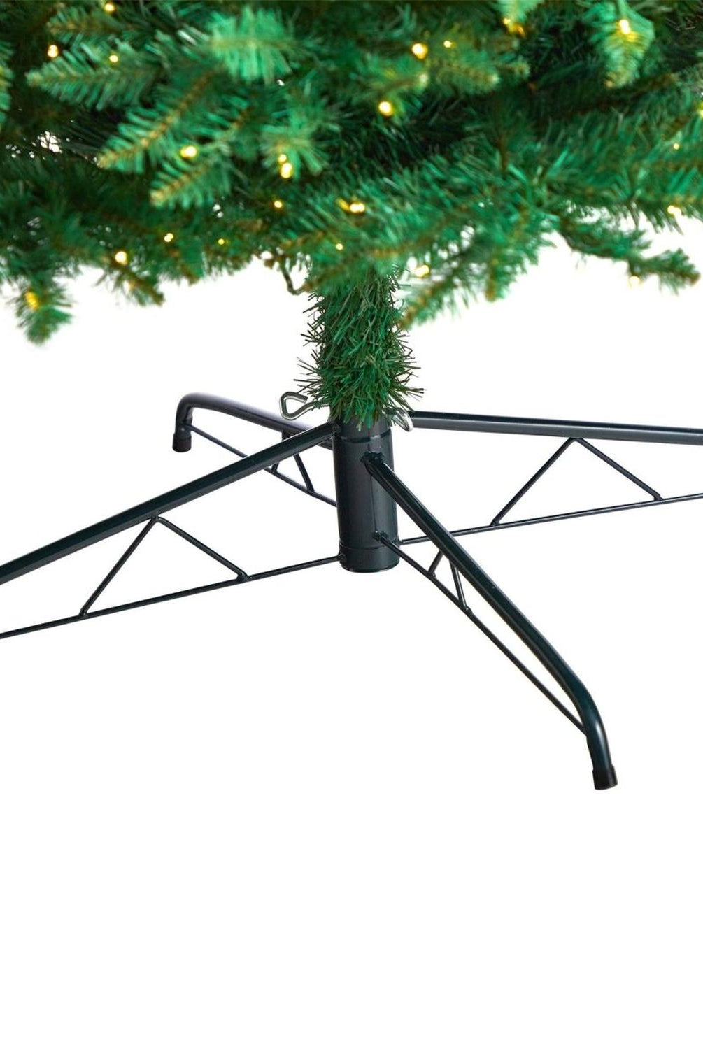 11’ Slim Green Mountain Pine Christmas Tree with 950 Clear LED Lights and 2836 Bendable Branches