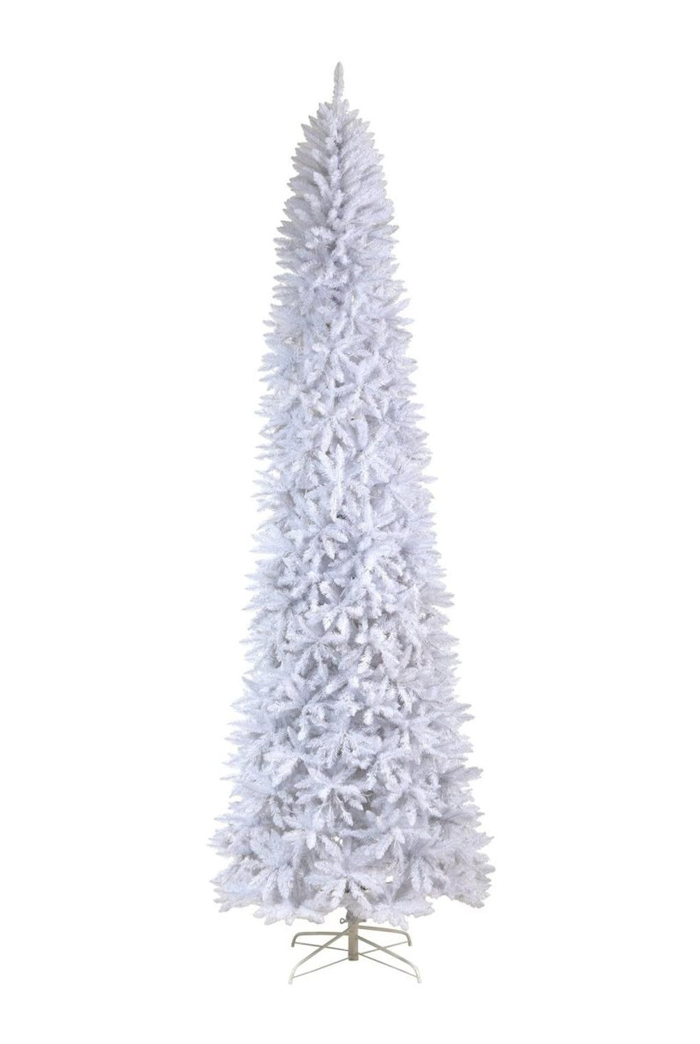 11’ Slim White Artificial Christmas Tree with 950 Warm White LED Lights and 2836 Bendable Branches