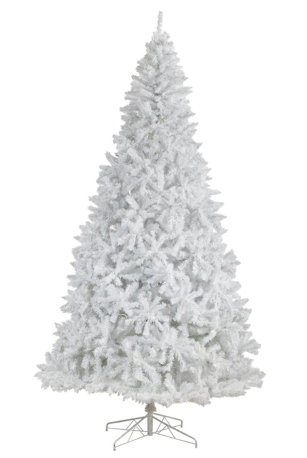 11' White Artificial Christmas Tree with 2720 Bendable Branches and 1000 LED Lights
