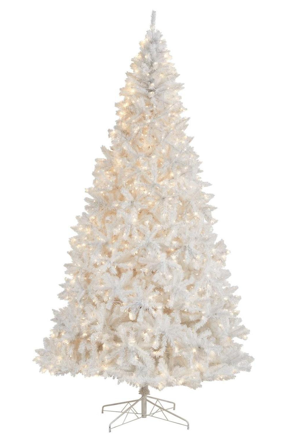 11' White Artificial Christmas Tree with 2720 Bendable Branches and 1000 LED Lights