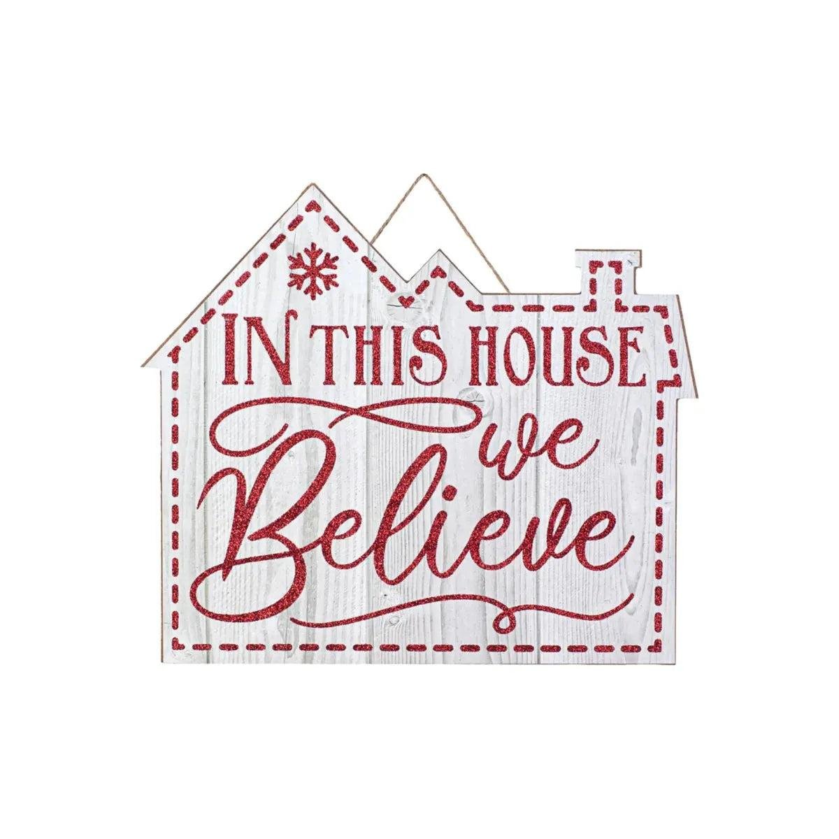 Shop For 11" Wooden Sign: Home/We Believe
