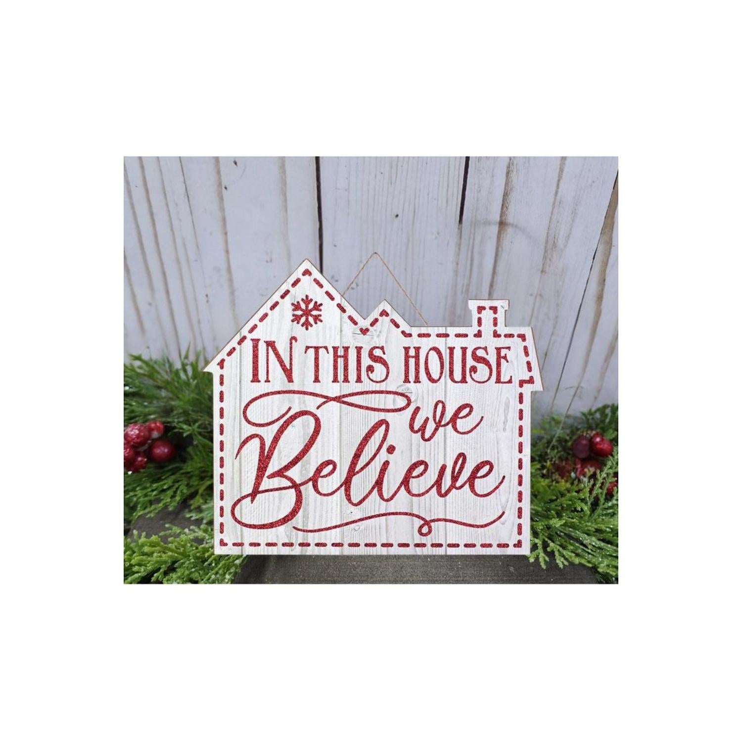 Shop For 11" Wooden Sign: Home/We Believe