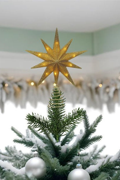 Shop For 12" Lit Gold Glitter Star Tree Topper