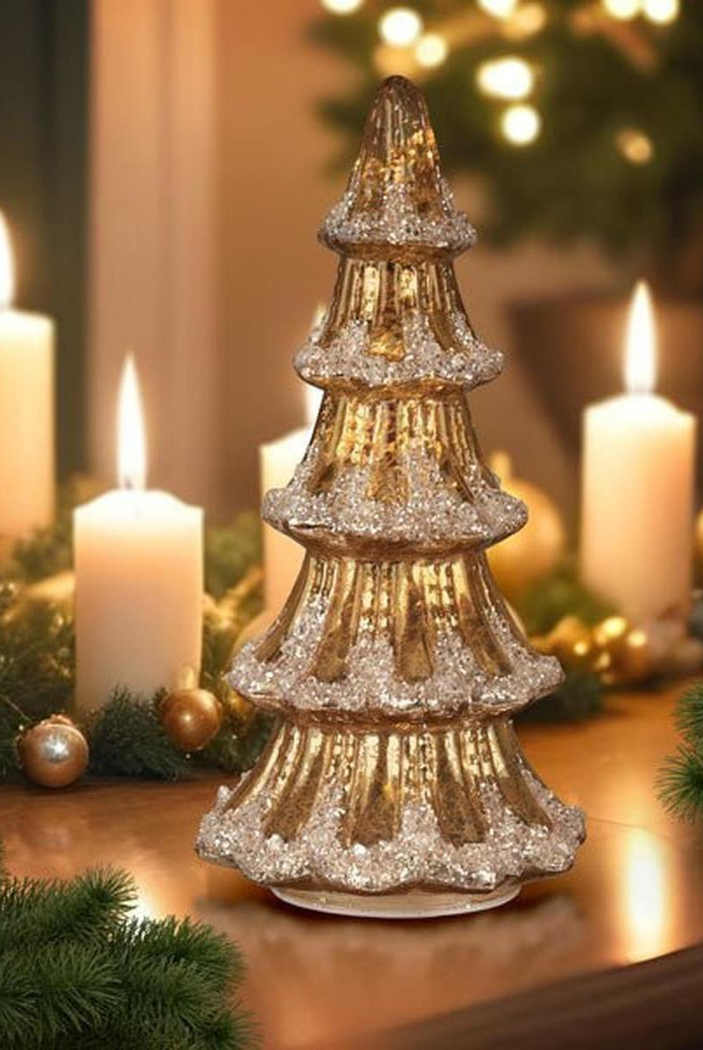 Shop For 12" Lit Gold Mercury Glass Tabletop Tree