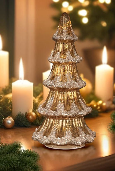Shop For 12" Lit Gold Mercury Glass Tabletop Tree