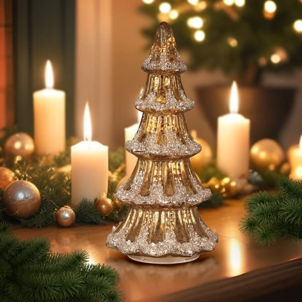 Shop For 12" Lit Gold Mercury Glass Tabletop Tree